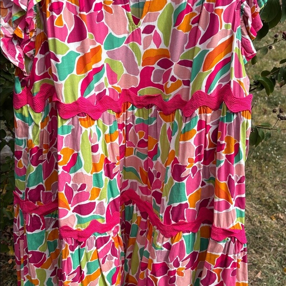 Umgee Pink and Green Floral Dress - Picture 6 of 10